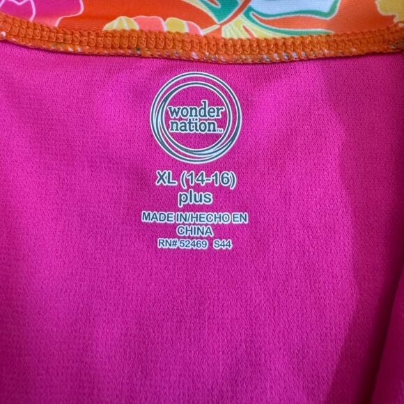 Wonder Nation Girls Zip-Up Rash Guard One-Piece Swimsuit Long Sleeve Size XL - Picture 4 of 6